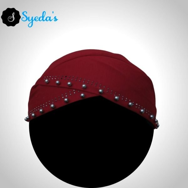 Fancy Silver Pearls Underscarf Hijab Cap - Image 12