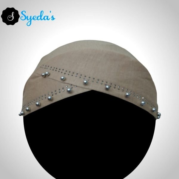 Fancy Silver Pearls Underscarf Hijab Cap - Image 2