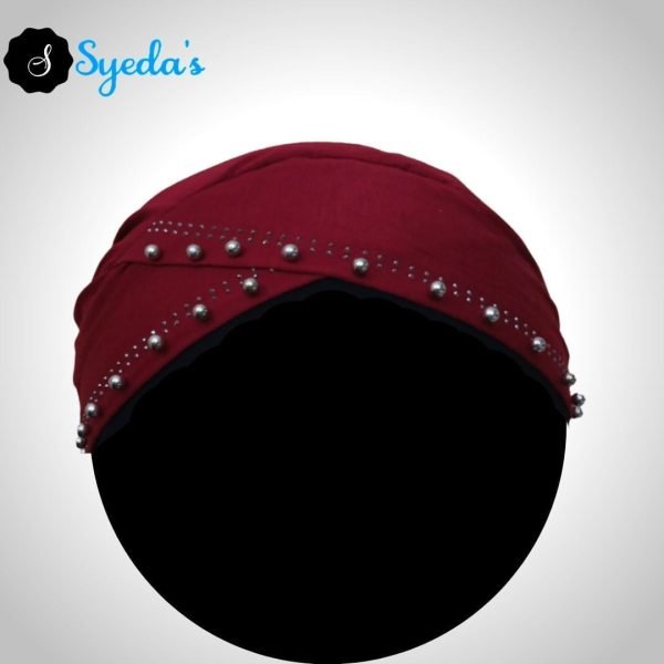 Fancy Silver Pearls Underscarf Hijab Cap - Image 11