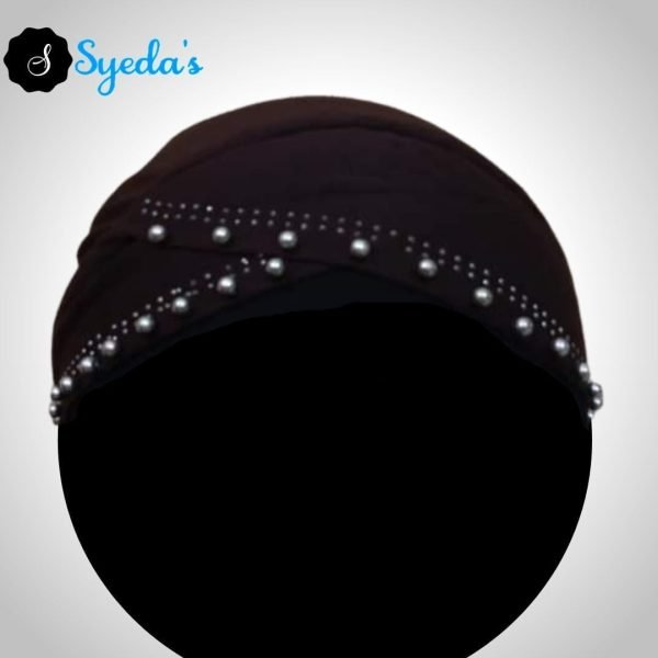 Fancy Silver Pearls Underscarf Hijab Cap - Image 6