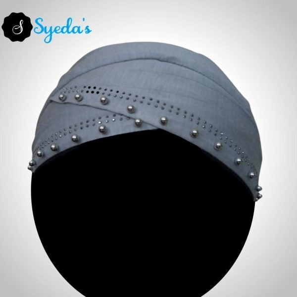 Fancy Silver Pearls Underscarf Hijab Cap - Image 5